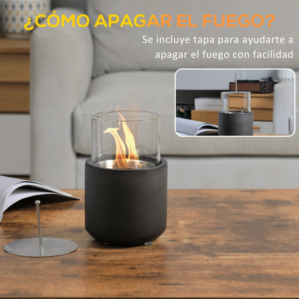 Caminetto Bioetanolo da Tavolo ¨C zephmum ¨C 12x12x19cm Grigio Scuro
