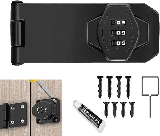 Combinazione a 3 cifre - Cassetto di chiusura - Codice di chiusura - Blocco di sicurezza - Incluso 8 viti