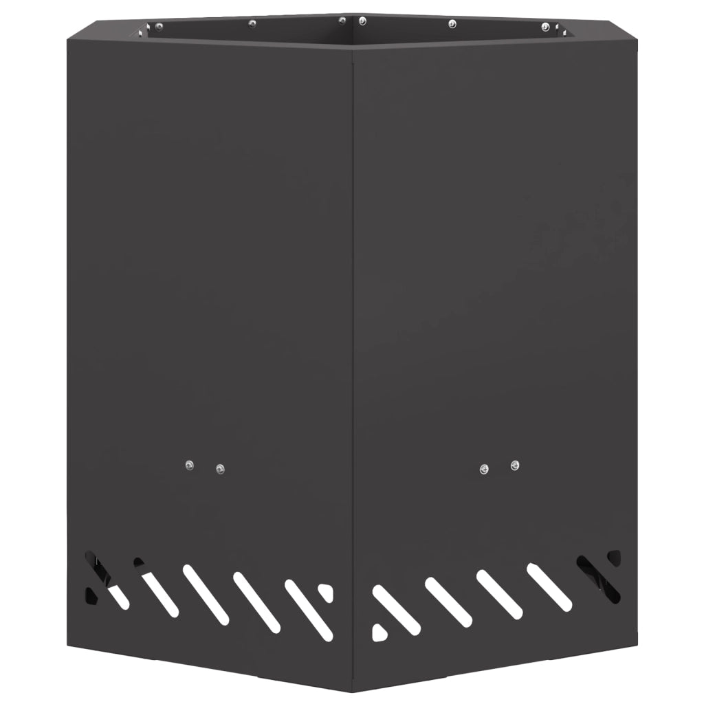 Focolare Senza Fumi Esagonale Nero 48x48x51 cm Acciaio