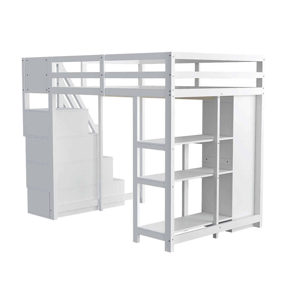 Lit mezzanine con cassetti - Xylo - 140x200 cm - Bianco