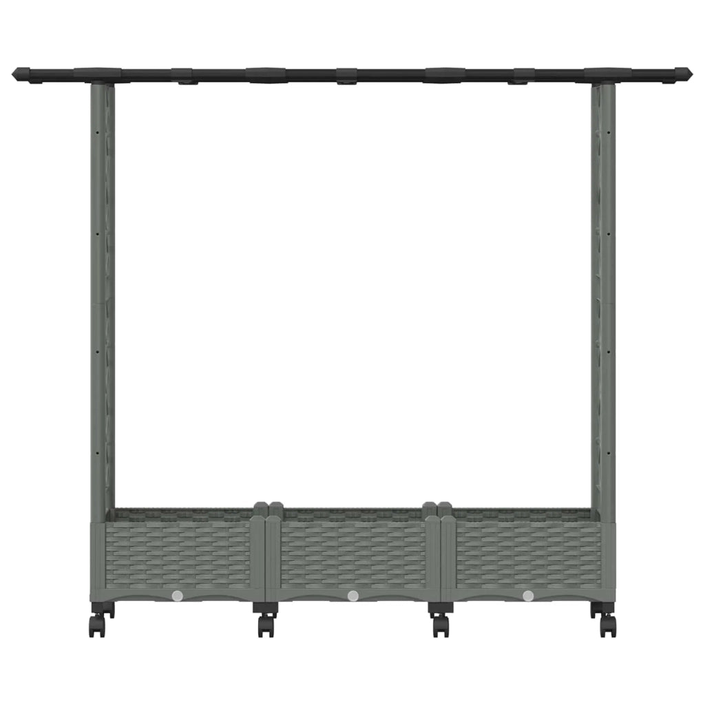 Letto Rialzato con Griglia e Tetto Grigio Chiaro PP 3423115