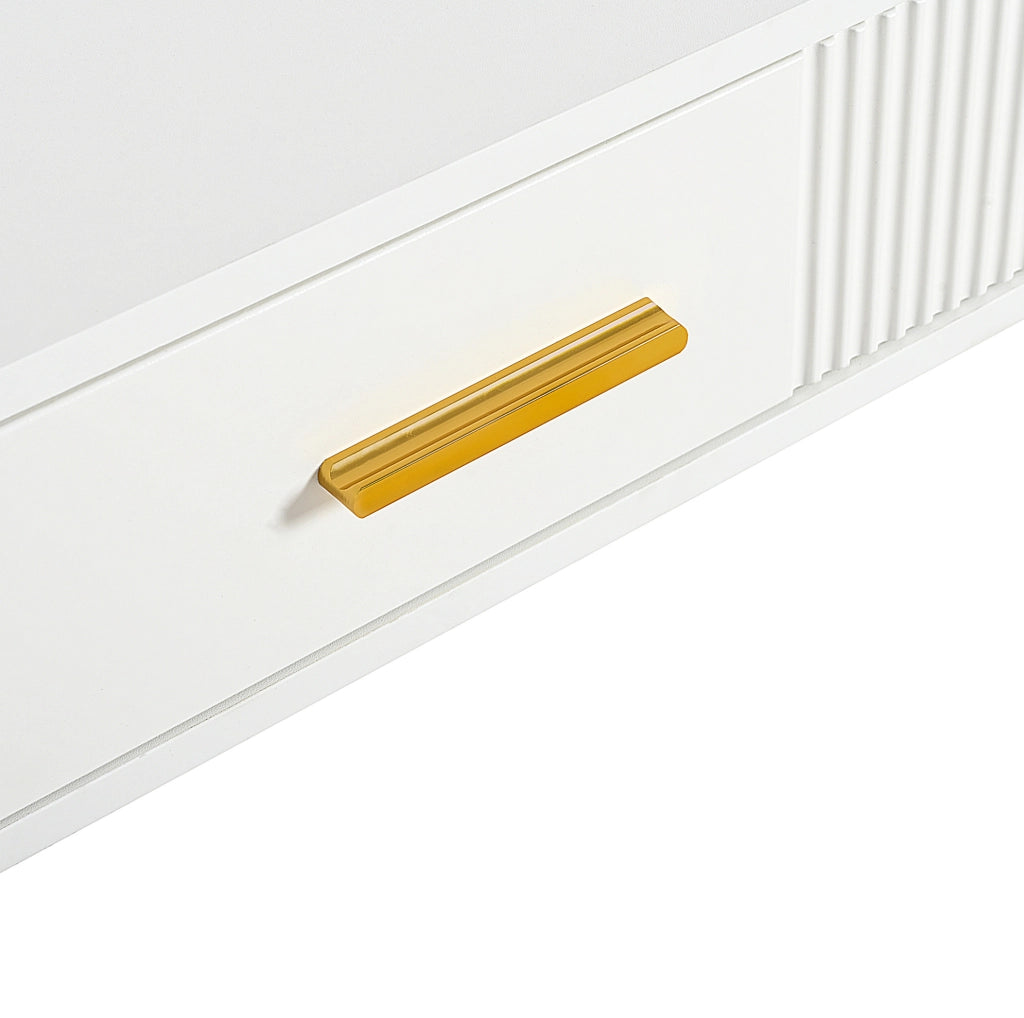 Toeletta bianca 100 x 40 x 76 cm, 2 cassetti, gambe in metallo, senza specchio