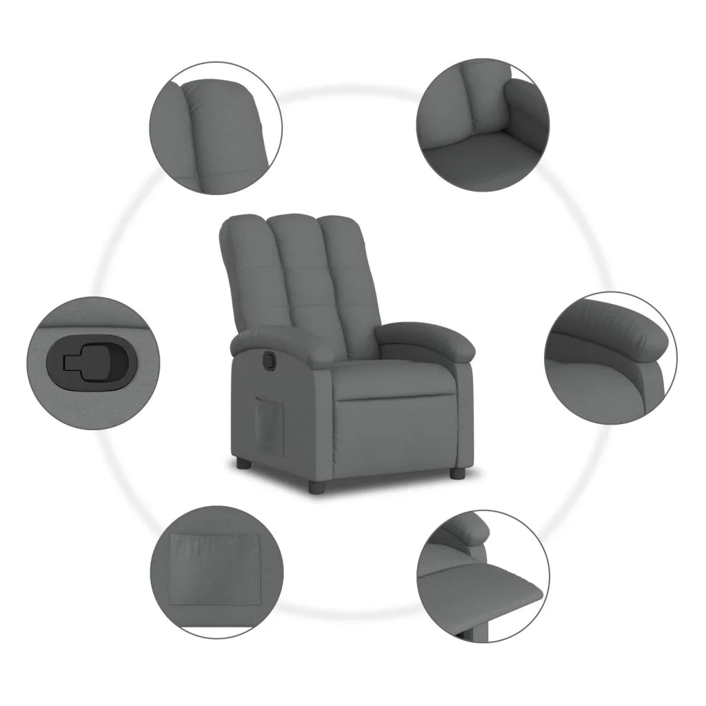 Divano Sedia-Poltrona reclinabile in tessuto grigio scuro 406627