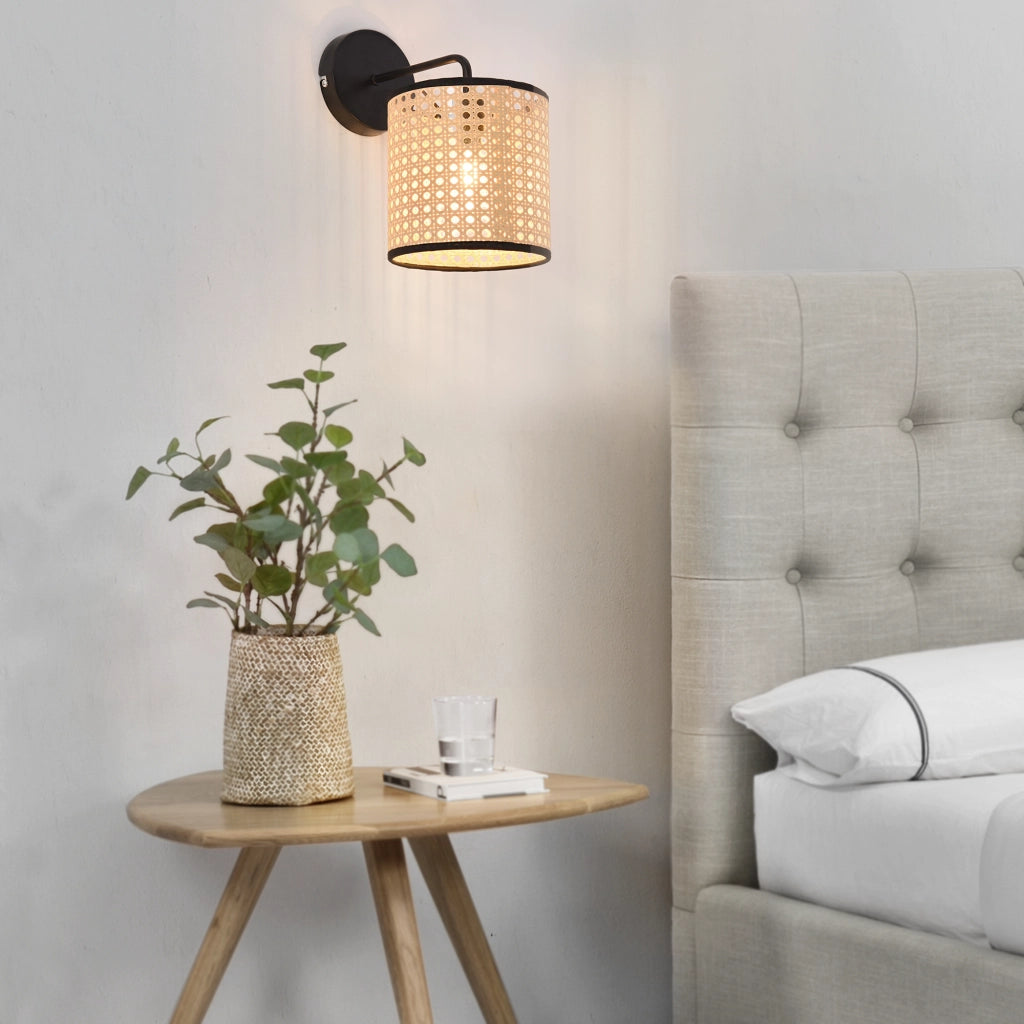 Set di 3 Applique Southend per Interni con Paralume Cilindrico - Nero / Beige lux.pro