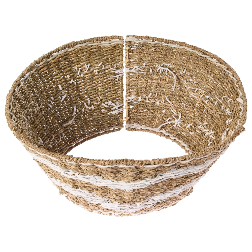 Collare dell'albero di Natale naturale con seagrass bianco ⌀ 51 cm Accessori rotondi fatti a mano