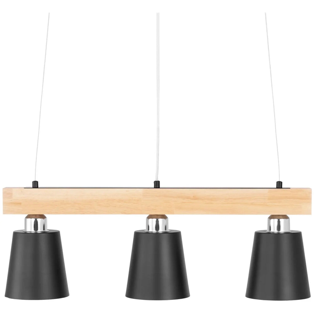 Plafoniera con 3 lampadine travi in ​​legno ferro nero legno naturale 14_0009520