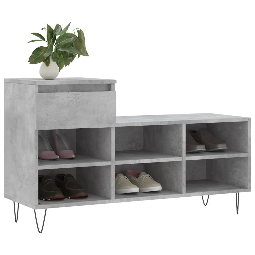 Scarpiera Grigio Cemento 102x36x60 cm in Legno Multistrato 831368