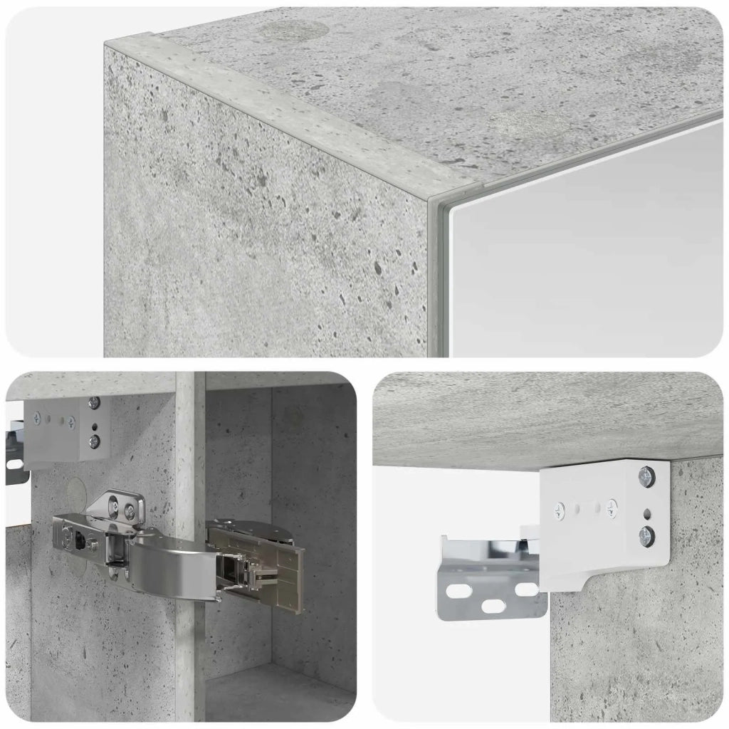 Mobiletto per specchio da bagno con lo scaffale Grigio cemento 889058