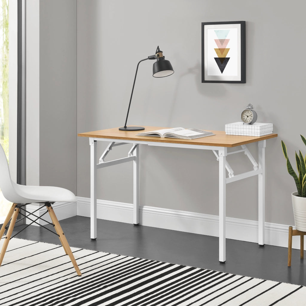 Tavolo Pieghevole Scrivania con Piano 120x60 cm color Faggio / Bianco [neu.haus]