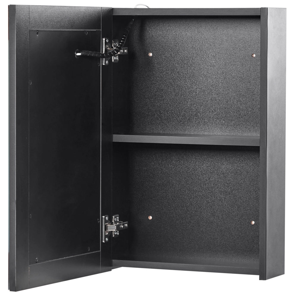Specchiera da bagno in vetro nero e legno ingegnerizzato con LED 40 x 60 cm Design moderno