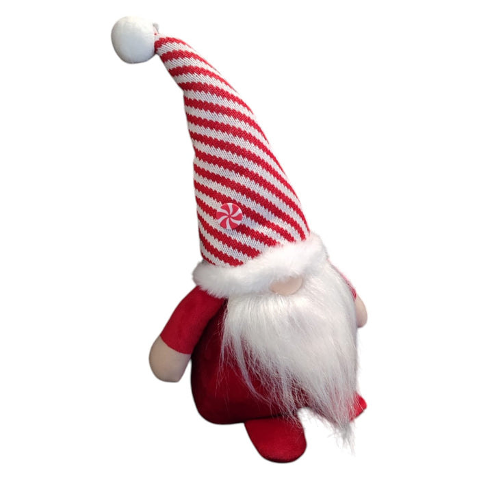 GNOMI NATALIZI DECORATIVI BABBO NATALE CON CAPPELLO A RIGHE 43,5CM BASE PESANTE