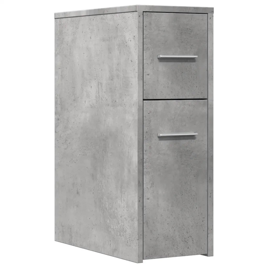vidaXL Armadietto da Bagno Stretto con Ruote Grigio Cemento Truciolato