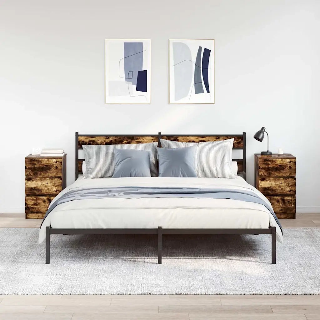 Comodini con 3 Cassetti 2 pz Rovere Fumo 39x35x65 cm