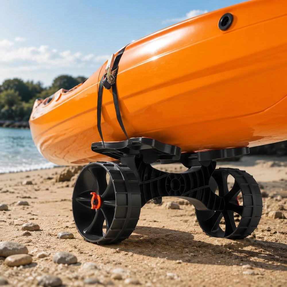Kayak Trolley, 136kg, Foldable Canoe Trolley With 25.4cm Solid Rubber Tires & 1 Ratchet Strap, Boat Trolley For Transporting Kayaks, Canoes, Paddleboards, Jon Boats, Water Sports Equipment, 615x325x320mm