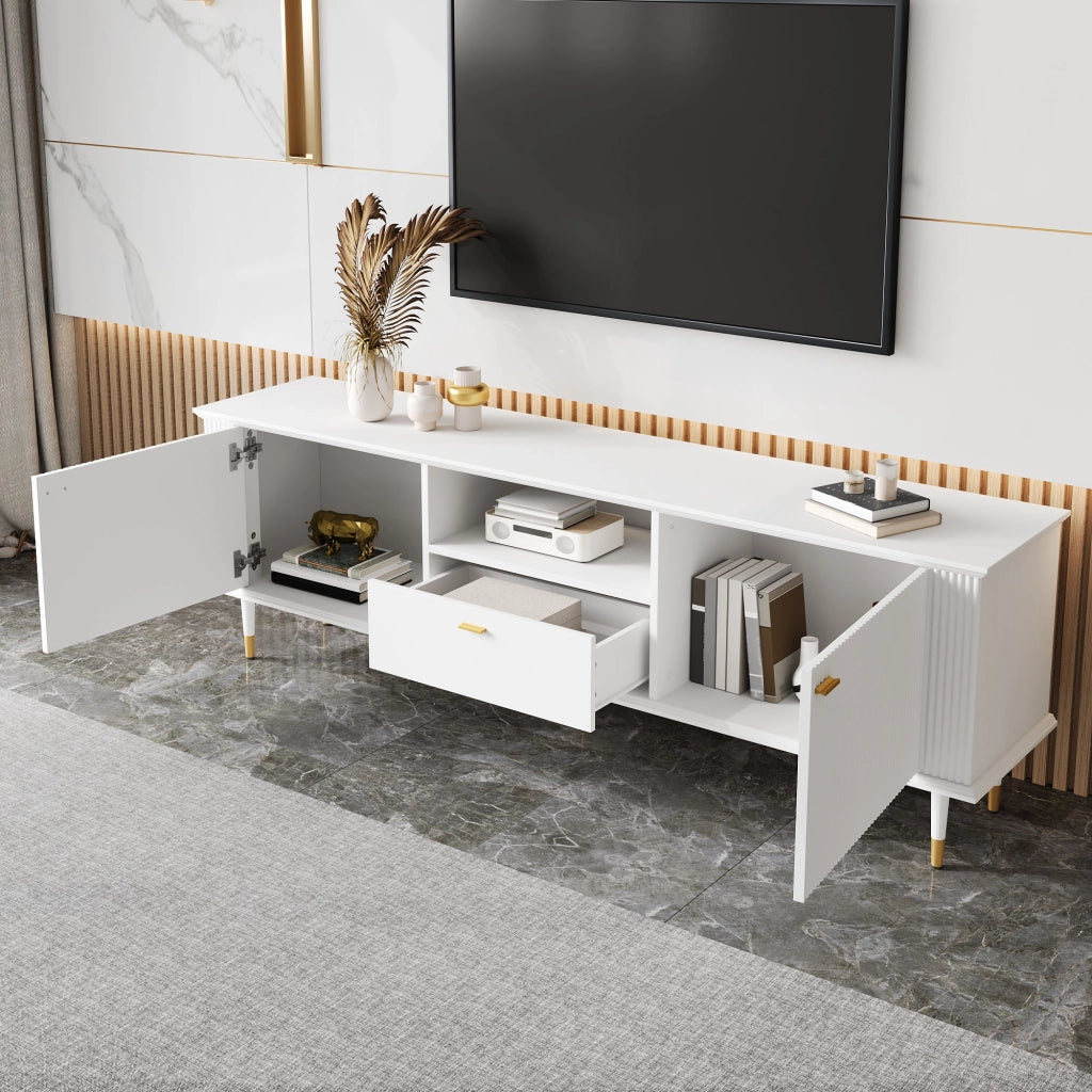 Mobile TV con 2 porte; 1 vano aperto; 1 cassetto e passacavi; per soggiorno; 170 × 36 × 54 cm