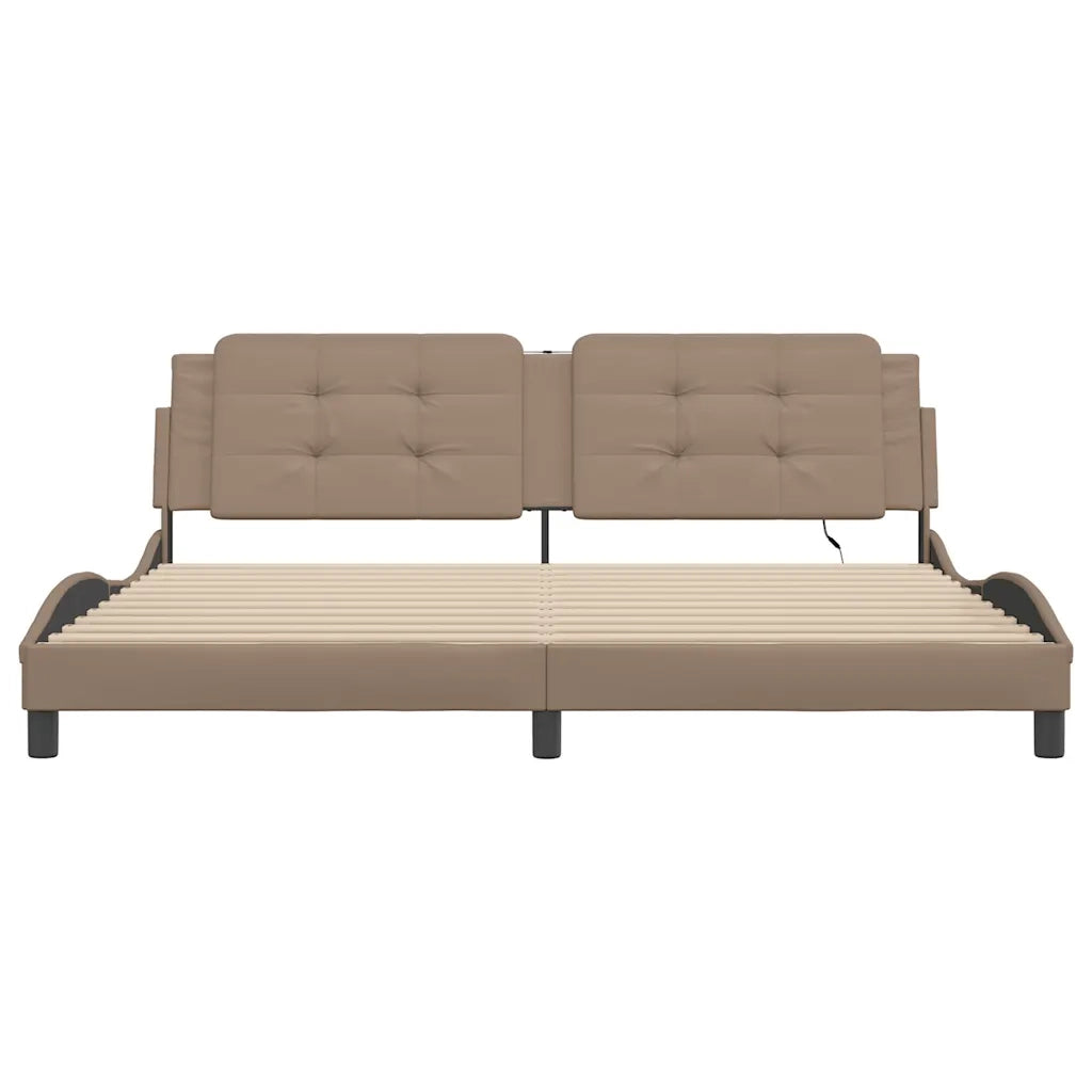 Giroletto con Luci LED Cappuccino 200x200 cm in Similpelle