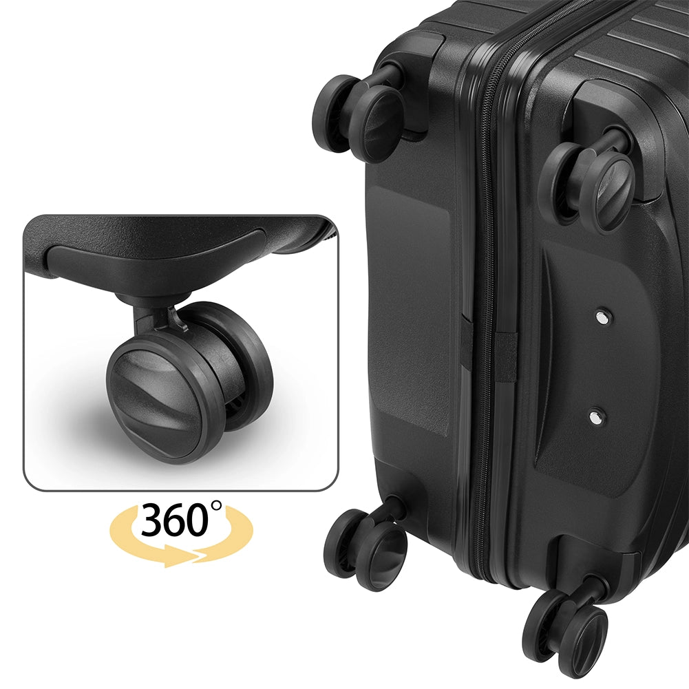 Set 4 Valigie Rigide Abs e PP con Beauty Case, Trolley 4 Ruote, Lucchetto Nero