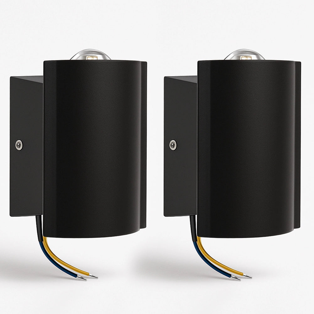 Set 2 Applique da Muro 2 Led Lampada a Parete Nero Luce Bianco Freddo 4x6.5x4cm