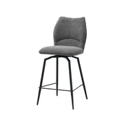 Sedia da bancone girevole CROFT - Tessuto grigio scuro - Piedi in metallo nero - Altezza 103 cm - Stile design/industriale