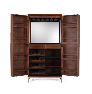 Mobile bar in legno di mango e metallo