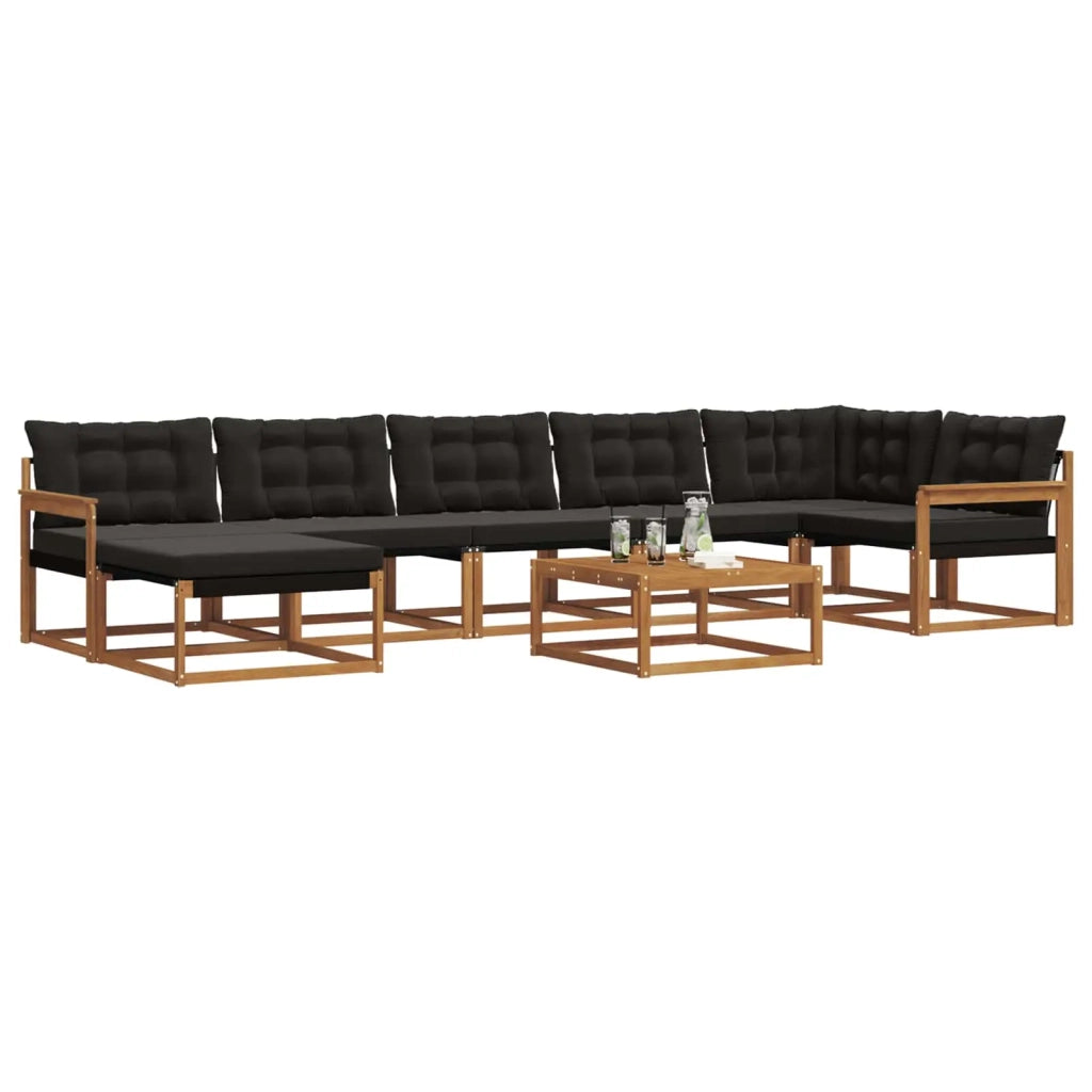 Set di divani da esterno con cuscino 22 pcs Naturale e Nero 3369691
