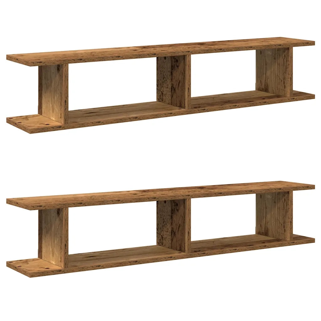 2 pz Mensole da Parete | Scaffali a Parete | Ripiano a parete Legno Vecchio 105x18x20 cm in Truciolato