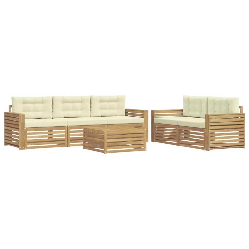 Set di divani da esterno 6 pz Bianco e Crema 3390050