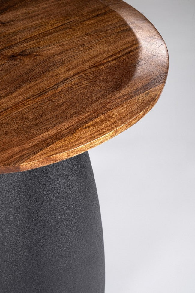 Tavolo Rotondo Legno Naturale Moderno da Interni - FRANKLIN Dimensione: D50, Colore: Grigio scuro