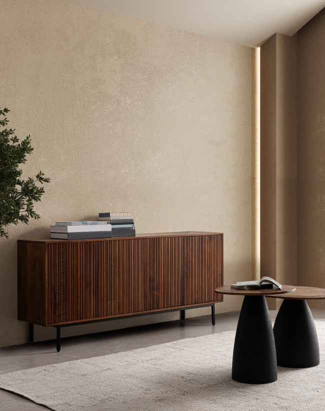 Tavolo Rotondo Legno Naturale Moderno da Interni - FRANKLIN Colore: Grigio scuro, Dimensione: D60