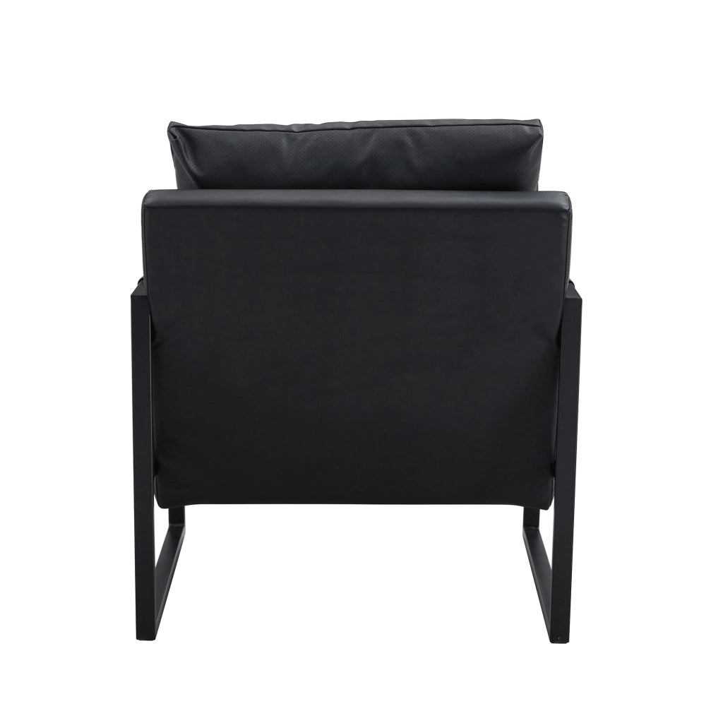 POLTRONA Moderna in metallo nero e pelle sintetica nera 79x65x28 cm