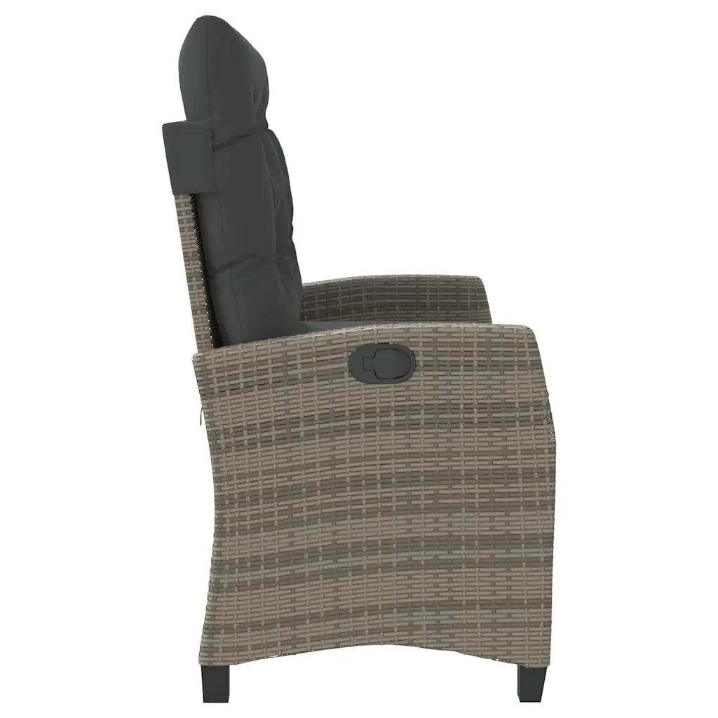 Panca Reclinabile da Giardino con Cuscini Grigia in Polyrattan 368228