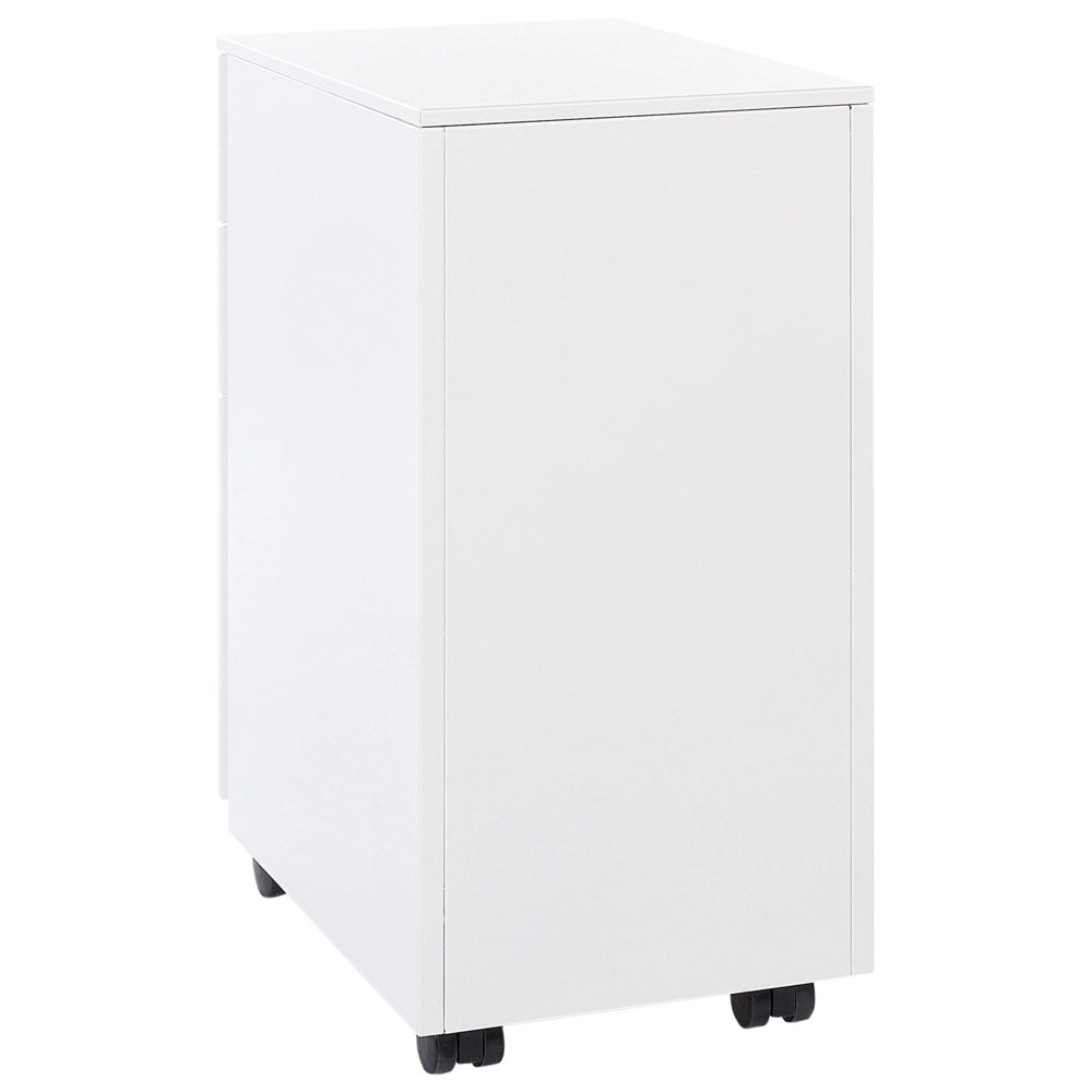 Armadietto mobile contenitore in metallo bianco con 3 cassetti con serratura a chiave e ruote industriali moderno Home Office Garage
