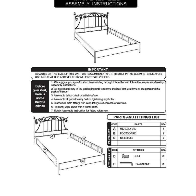 Letto nodi matrimoniale bianco metallo cm160x195h115,5