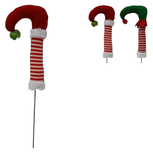 SPILLONE NATALIZIO GAMBA DI ELFO 48 CM BIANCO E ROSSO