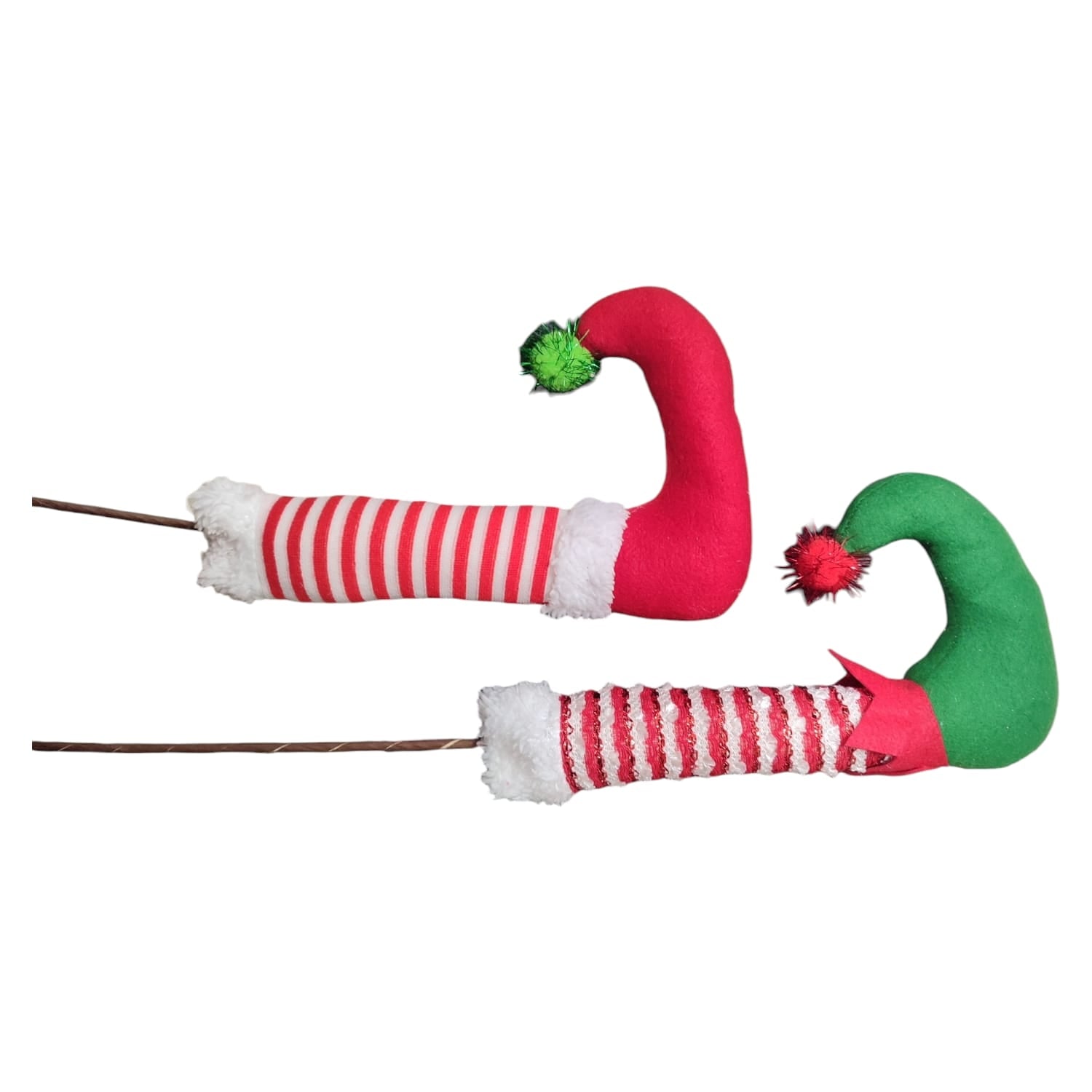 SPILLONE NATALIZIO GAMBA DI ELFO 48 CM BIANCO E ROSSO