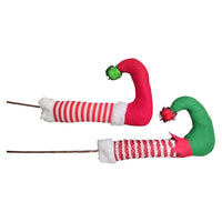 SPILLONE NATALIZIO GAMBA DI ELFO 48 CM BIANCO E ROSSO