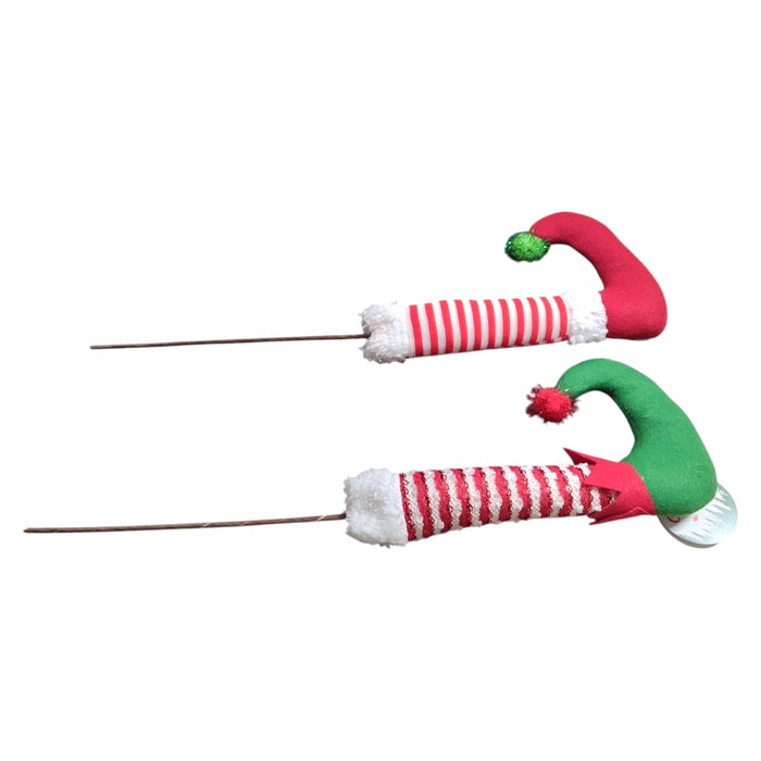 SPILLONE NATALIZIO GAMBA DI ELFO 48 CM BIANCO E ROSSO