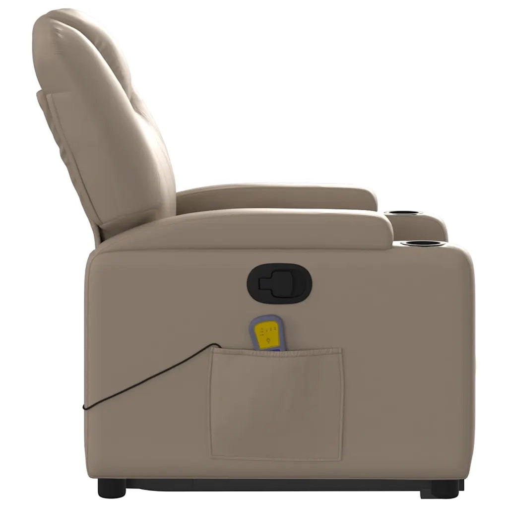 Poltrona | Sedia Relax Alzapersone Massaggi Reclinabile Cappuccino Similpelle