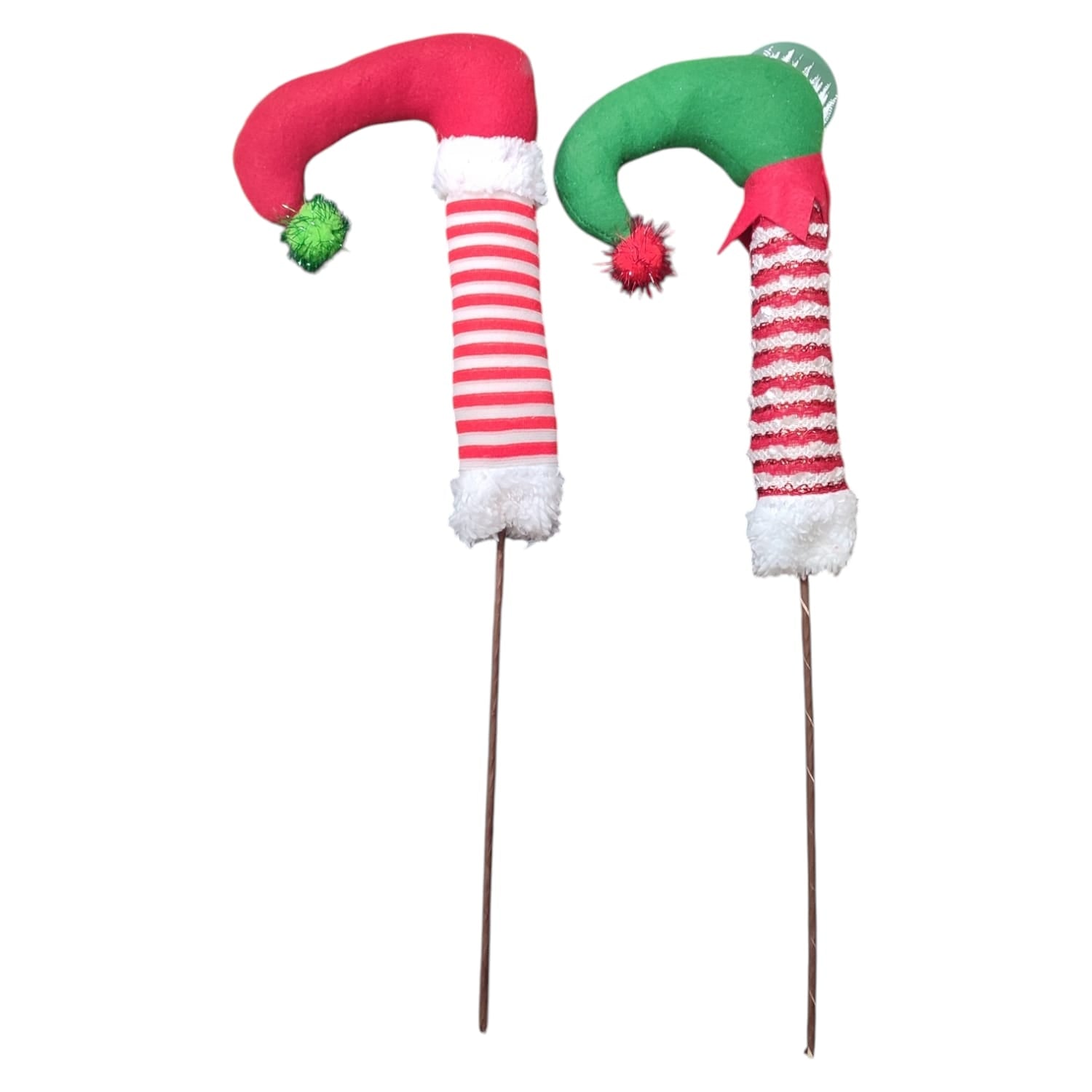 SPILLONE NATALIZIO GAMBA DI ELFO 48 CM BIANCO E ROSSO