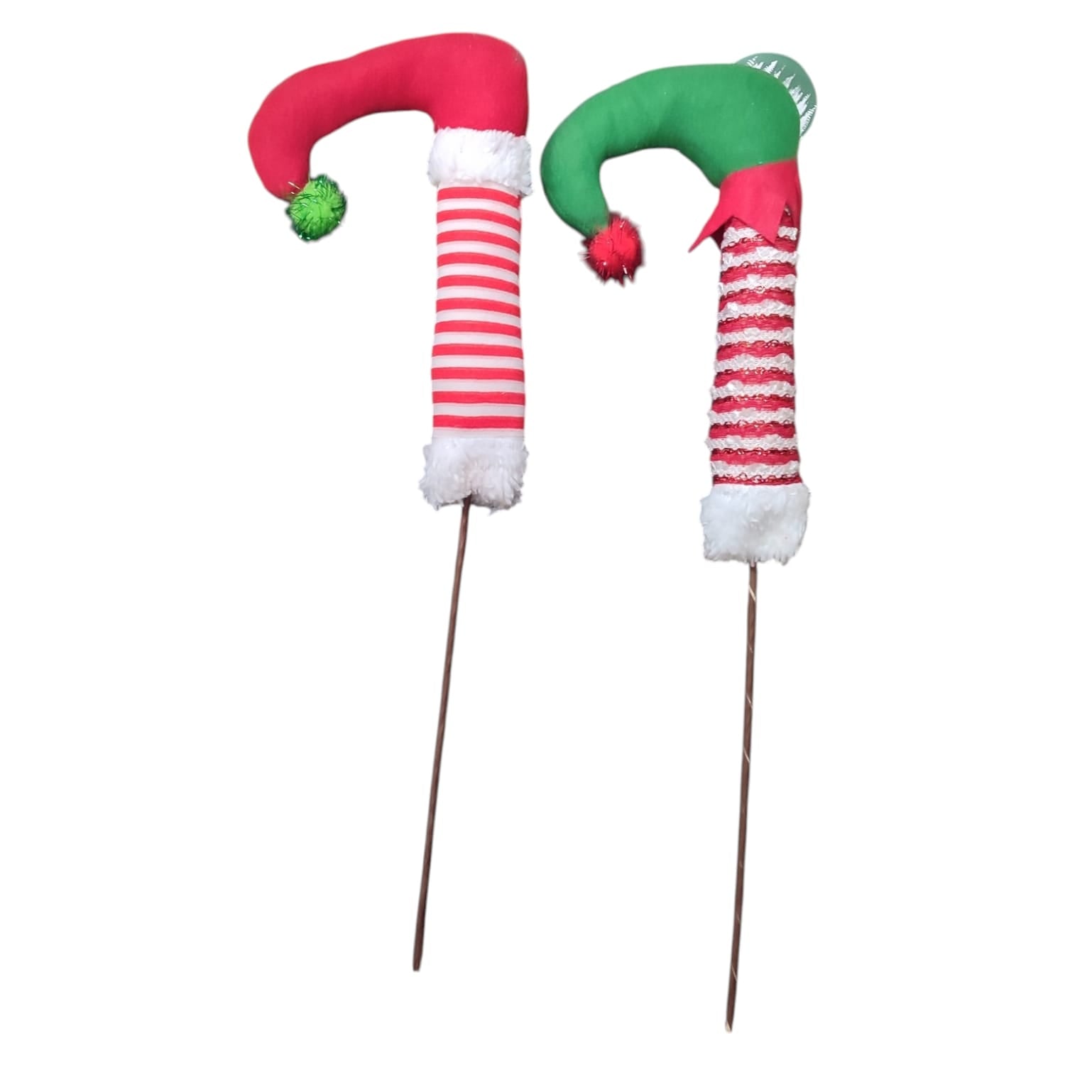 SPILLONE NATALIZIO GAMBA DI ELFO 48 CM BIANCO E ROSSO