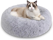 Letto per cani morbido lavabile 50 cm - Cuscino per gatti e cani a forma di donut grigio