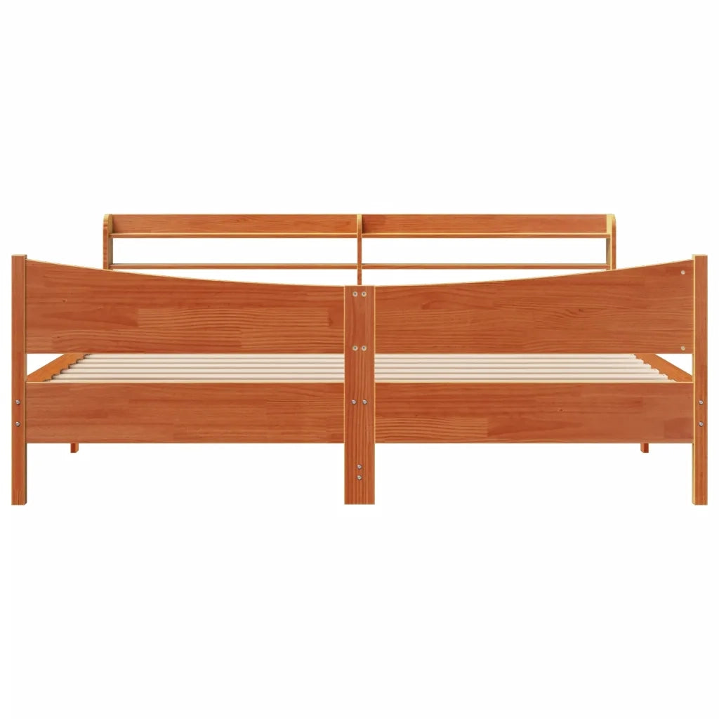 Giroletto con Testiera Marrone Cera 200x200 cm Massello Pino 3307034