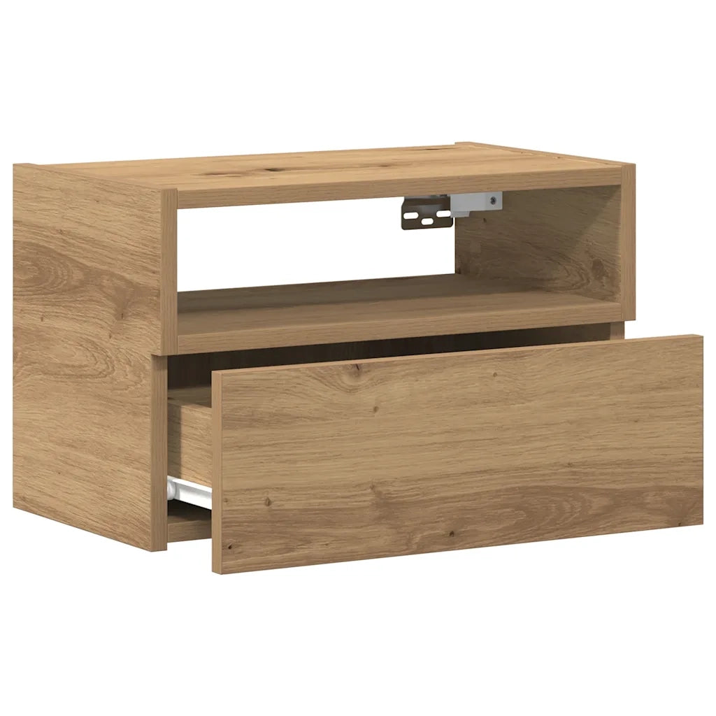 Comodino | Armadio da Notte | Mobiletto da notte a Muro Rovere Artigianale 45x26x28,5 cm