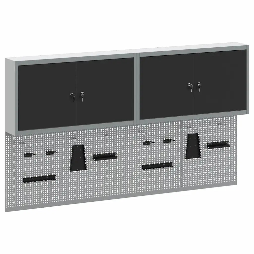 Set di armadi per attrezzi con lo scaffale 6 pcs Nero 3321402
