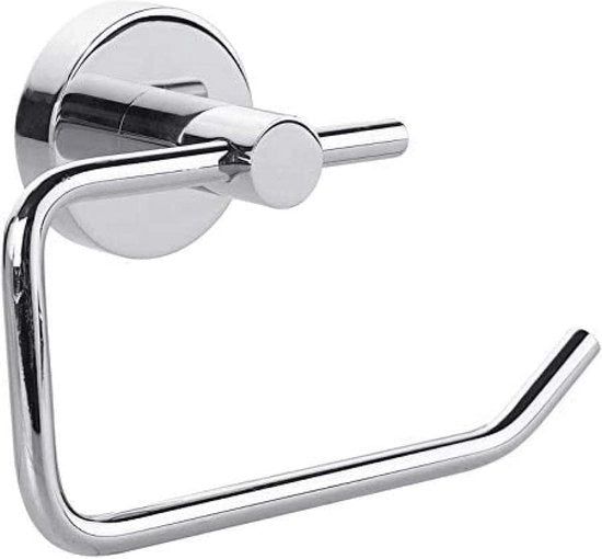 Sostegno per carta igienica in metallo cromato lucido con adesivo - 53 mm x 140 mm x 99 mm - sostegno stabile e duraturo per carta igienica