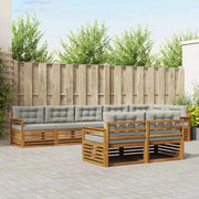 Set di divani da esterno 8 pcs Grigio Naturale e Chiaro