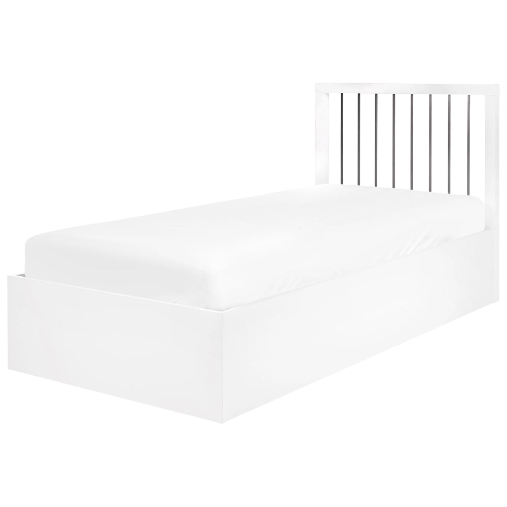 Letto singolo contenitore in legno bianco con doghe in legno 90 x 200 cm cameretta camera degli ospiti