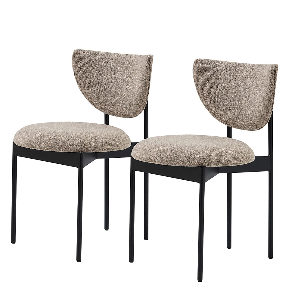 Sedia da pranzo Lunar - Xylo - 54x47x76 cm - Beige/Kaki - Struttura metallica nera senza braccioli