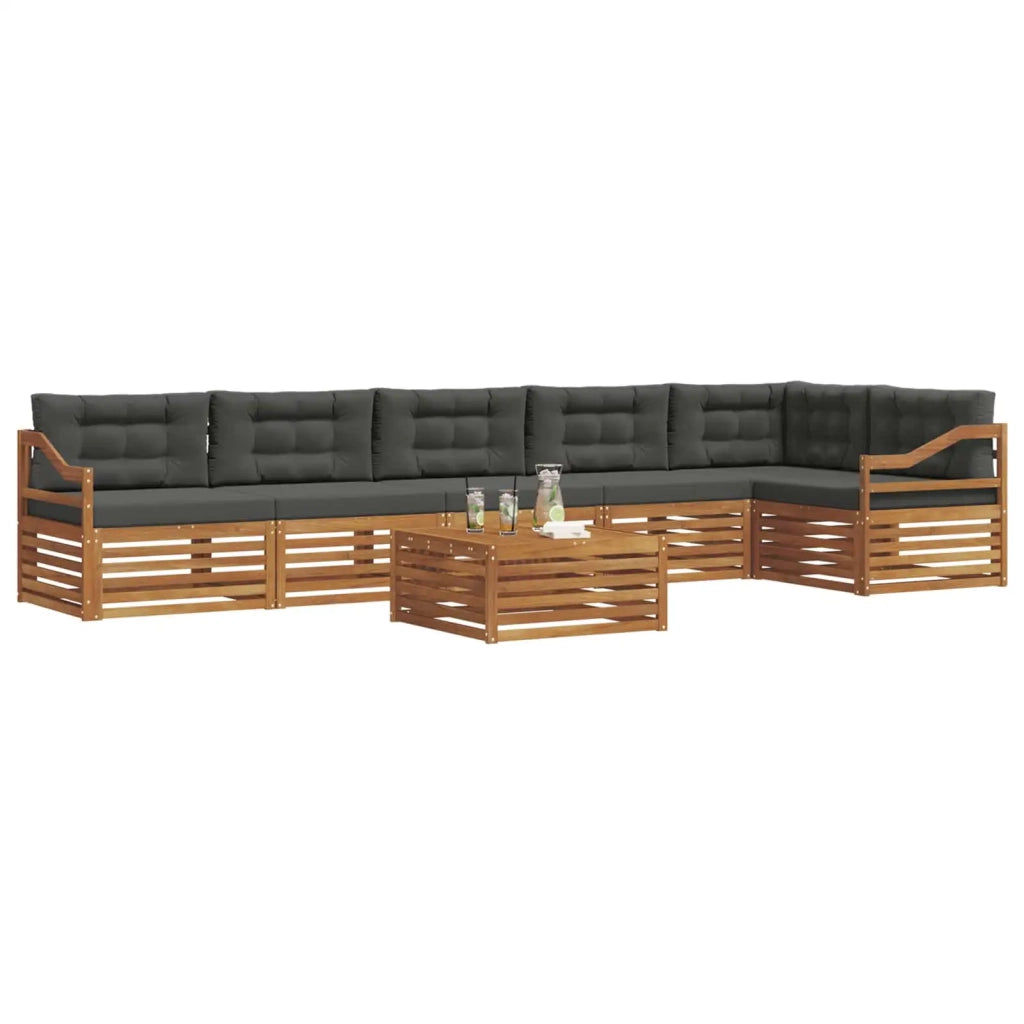 Set di divani da esterno con cuscino 7 pcs Naturale e Antracite 3373597