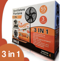 Ventilatore 3in1 Piantana Muro e Tavolo Base Tonda Antiribaltamento Griglia 50cm